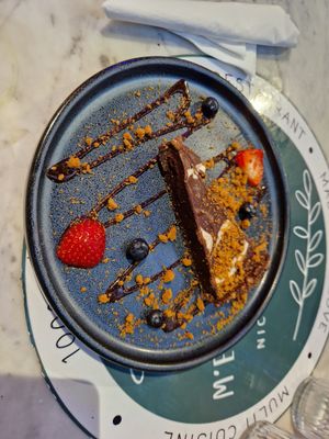 Chocolate coconut tarte at Meat The Vegans in North West London