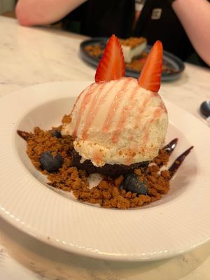 Brownie and ice cream  at Meat The Vegans in North West London