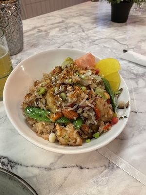 Five treasure rice   at Meat The Vegans in North West London