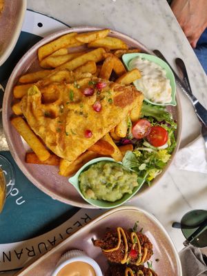 Fish and chips at Meat The Vegans in North West London