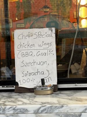 sign  at Meat The Vegans in North West London