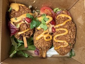 Jackfruit drumsticks  at Meat The Vegans in North West London