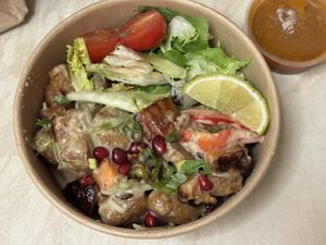 Jerk chicken salad  at Meat The Vegans in North West London