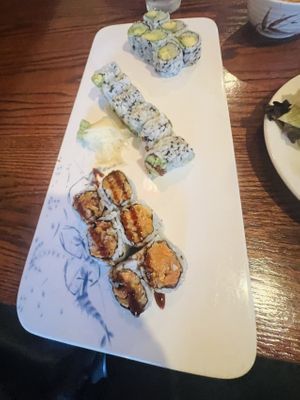 Walnut avocado roll, cucumber avocado roll and sweet potato roll  at Liu's House in Allentown