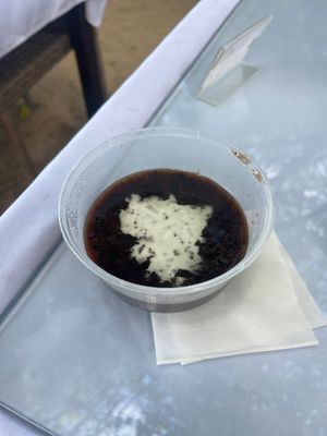 Black rice puding with coconut milk  at Kekeb Restaurant in Nusa Dua