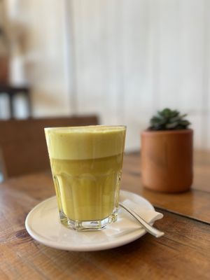 Leche dorada. Brebaje hecho 100% en planta.  at Vegan Clan in Santa Cruz