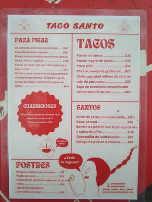 Menu 2/2024 at Taco Santo in Mexico City