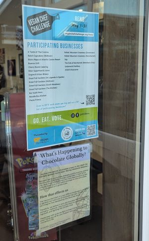 Vegan Chef Challenge posted in the window at Rolled Mountain Creamery - Rancharrah Pkwy in Reno