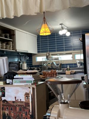 Kitchen can be seen from the dining area   at Cafe Mongsangka - 카페몽상가 in Busan