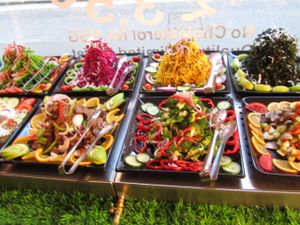 buffet of cold items at Tao in London