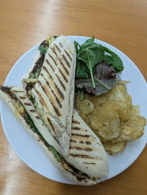 Smoked vegan cheese panini at Y Siop Fach Sero in Ferndale