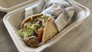 Gyro pita with Seitan   at Greens and Grains in Voorhees