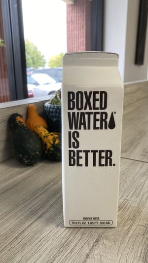 Boxed water 💚  at Greens and Grains in Voorhees