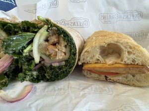 Inside of the kale wrap with Cubano to the right  at Greens and Grains in Voorhees