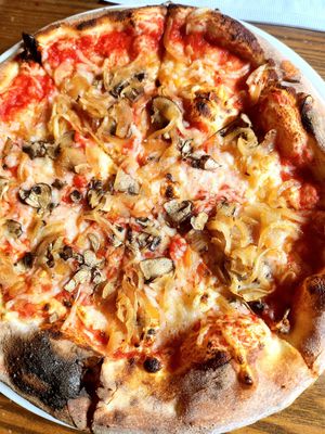 Di fungi with vegan cheese at Fat Olives in Flagstaff