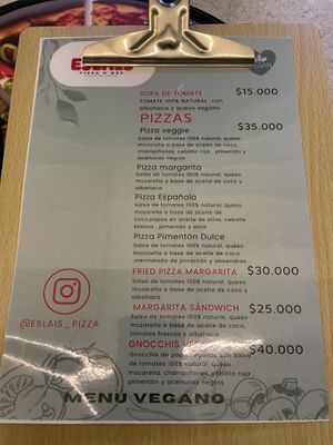 They have a full vegan menu  at eslais pizza in Villa De Leyva