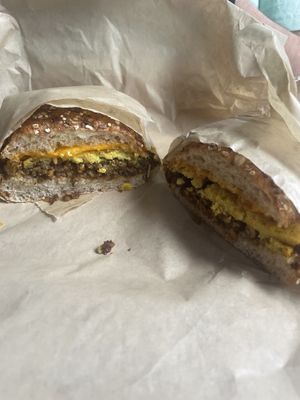 Delicious sausage egg and cheese  at Luhv Vegan Bistro in Philadelphia