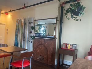 Upstairs seating area at Luhv Vegan Bistro in Philadelphia