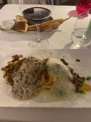 Spaghetti w/chickpea froth   at Ristorante Risorgimento in Sirmione