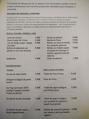 Carta de desayuno 2/7 at La Alacena de Cris in Santiago De Compostela