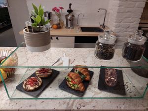 Sweets and sandwich at Booch Cafe in Riga