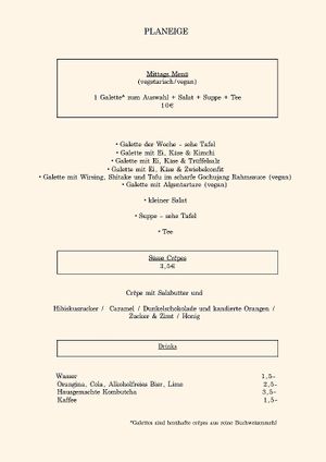 Planeige menu vegetarian & vegan at Planeige  in Berlin