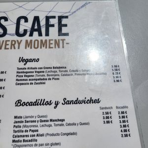 Vegan section at 70's Cafe in Tenerife