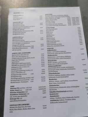 Getränkekarte at Seeterrassen Restaurant und Café in Seegebiet Mansfelder Land