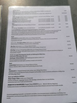Weinkarte at Seeterrassen Restaurant und Café in Seegebiet Mansfelder Land