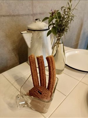 Churros con helado vegano .  at Empathy Vegan Food in Mexico City
