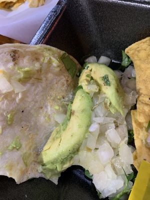 Avocado tacos were just plain avocado slices tossed on cold tortillas with onion and cilantro  at Gringos Tacos in St Augustine