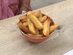 Chips  at The Old Bottlery at Healeys Cyder Farm in Truro