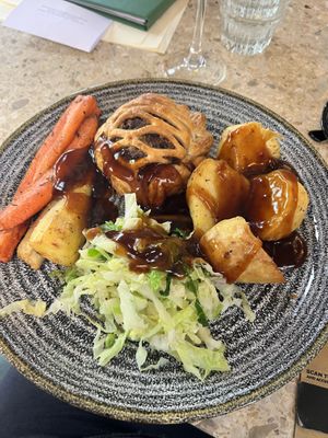 Roast mushroom and cashew nut wellington   at The Plough Inn in Lechlade
