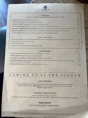 Menu April 2024  at The Plough Inn in Lechlade