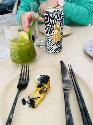 Herb cocktail and beer  at Planta Cocina - Marina del Rey in Marina Del Rey