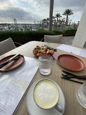 Golden milk with a view   at Planta Cocina - Marina del Rey in Marina Del Rey