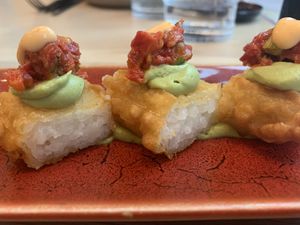 Close up crispy rice  at Planta Cocina - Marina del Rey in Marina Del Rey