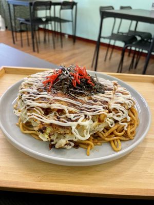 Modanyaki (very filling)   at Hola Vege - 歐拉蔬食工坊 in Kaohsiung