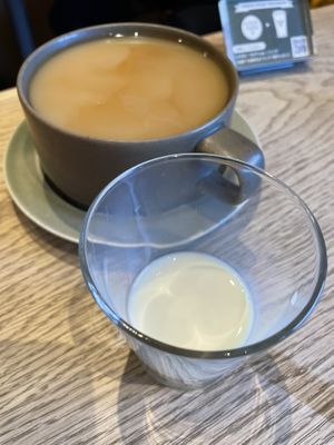 Assam chai with soymilk added  at Verve Coffee Roasters in Kamakura