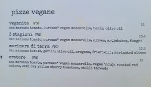 Vegan pizzas in the Menu at Corte Campana in Stratford-upon-avon