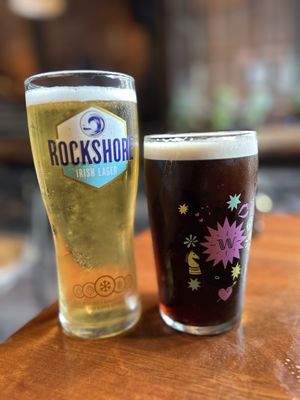 Lager and a stout   at The Woodworkers in Belfast