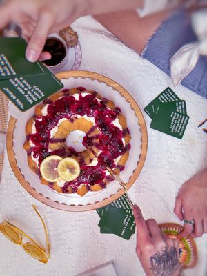 Lemon Vanilla Bean Cake with Blueberry Compote and Cream Cheese Frosting at Friends U Can Keep in Macau