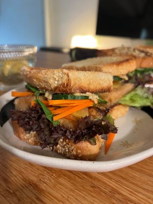 Both the Vietnamese banh mi sandwich and the tofu-feta sandwich  at Friends U Can Keep in Macau