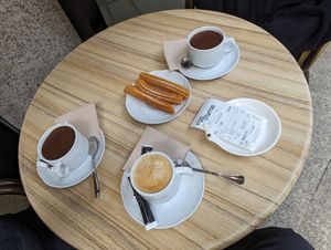 Vegan churros and hot chocolate at Vigo Churros in Vigo