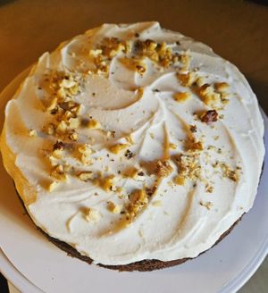 Carrot Cake with Cream Cheese Frosting at Hippie Chicks Bakery in Duncanville