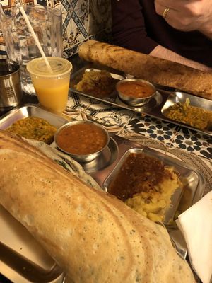 Dosa platters!!!   at Dosa Mahal in Toronto