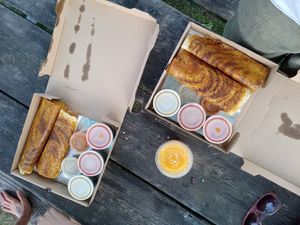 Our takeaway at the beach at Dosa Mahal in Toronto