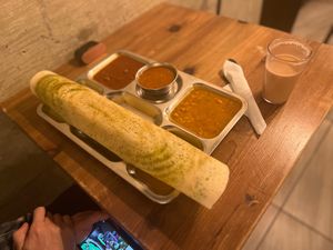 Dosa Mahal 9 Roncesvalles Ave. 

Green Twist Masala Dosa 
Almond Milk Masala Chai  at Dosa Mahal in Toronto