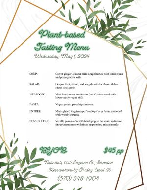 Roberto's special Plant-based Tasting Dinner on Wednesday, May 1, 2024. at Roberto's Pizza in Scranton
