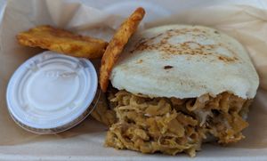 Poyo con Queso Arepa at El Salto PDX in Portland
